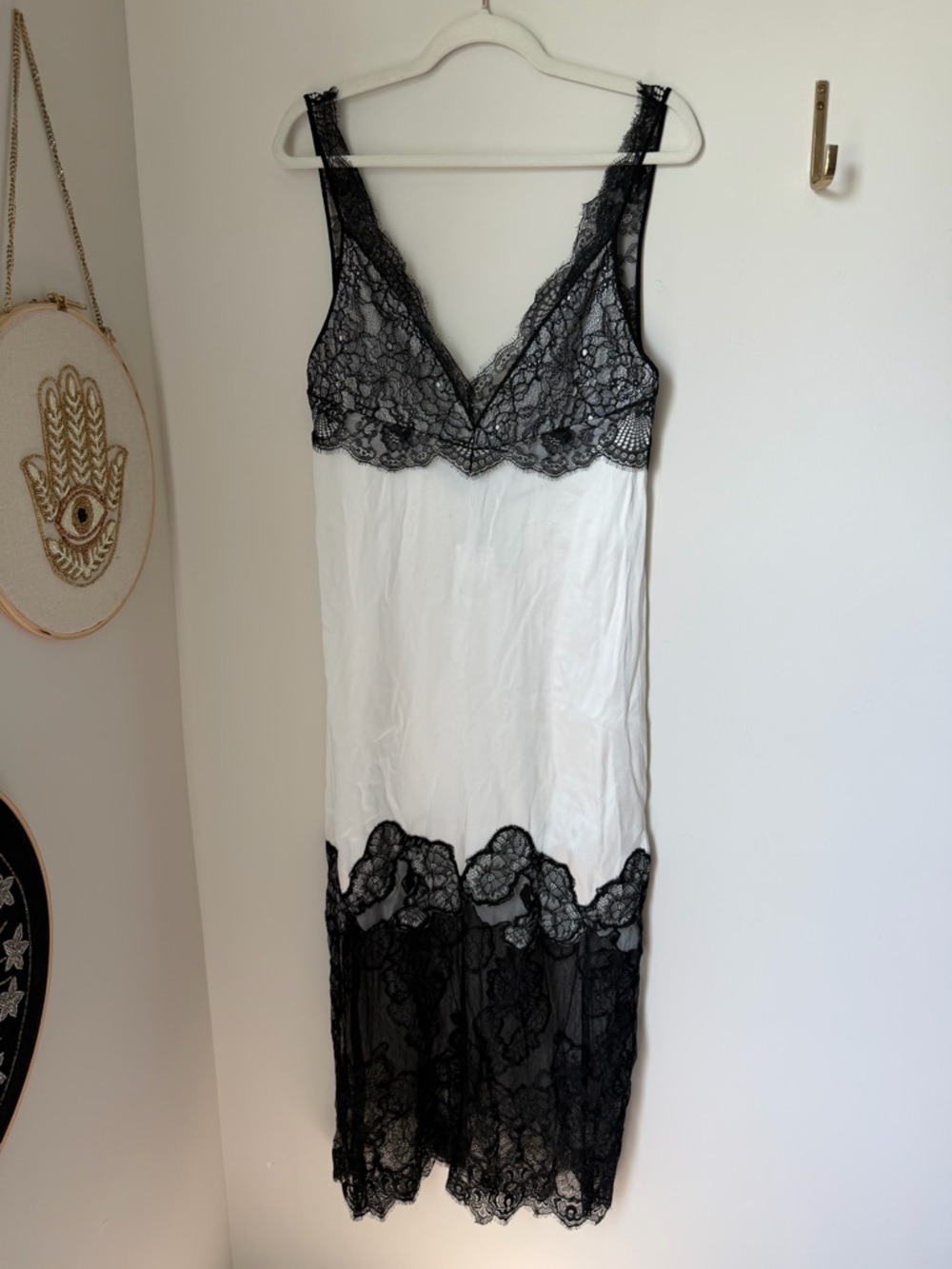 Zara Black & White Lace sleeveless Slip maxi Dress